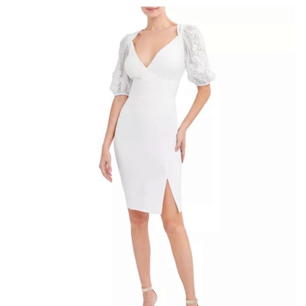 Embroidered Sleeve Evening Dress
